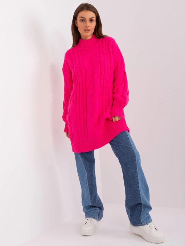 Dámské svetrové šaty AT SW Fluo růžová model 21949107 - FPrice