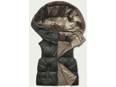 Krátká dámská vesta v&nbsp;khaki s&nbsp;kapucí model 21903303 - Good looking