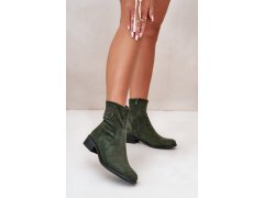 Dámské kotníčkové boty model 21463082 Tmavě zelená - JEZZI