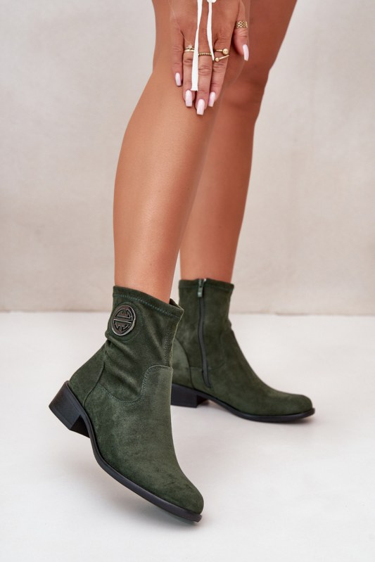 Dámské kotníčkové boty model 21463082 Tmavě zelená - JEZZI
