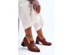 Dámské kožené na podpatku Hnědá s černou model 22045081 - Step in style