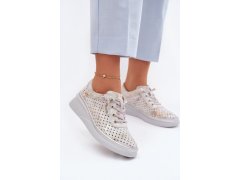 Semišové dámské polobotky šedé model 22305666 - VINCEZA