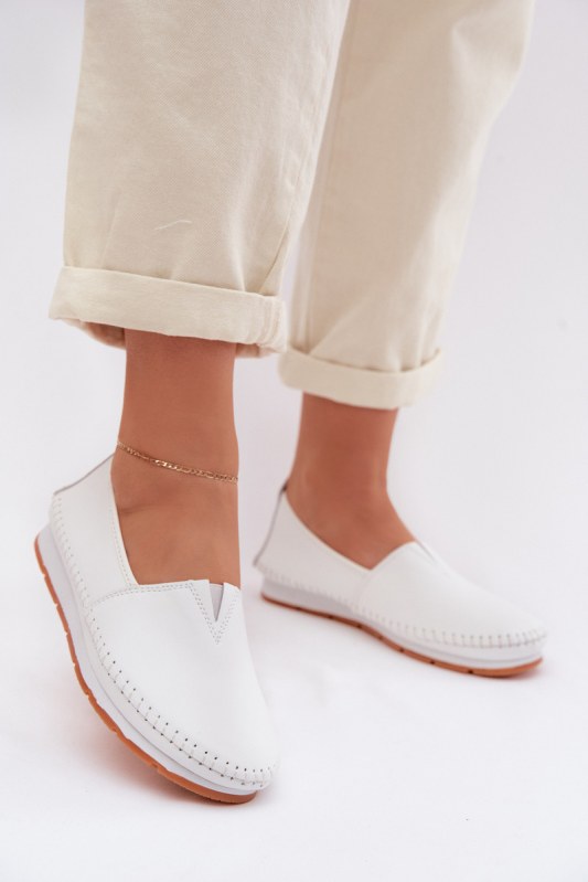 Kožené dámské polobotky model 22064256 bílé - S.Barski