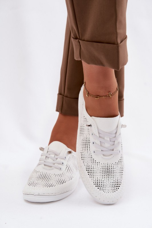 Kožené dámské polobotky model 22223104 bílé - S.Barski