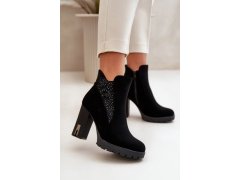 Boty na podpatku model 21012018 černé Step in style - SWEET SHOES