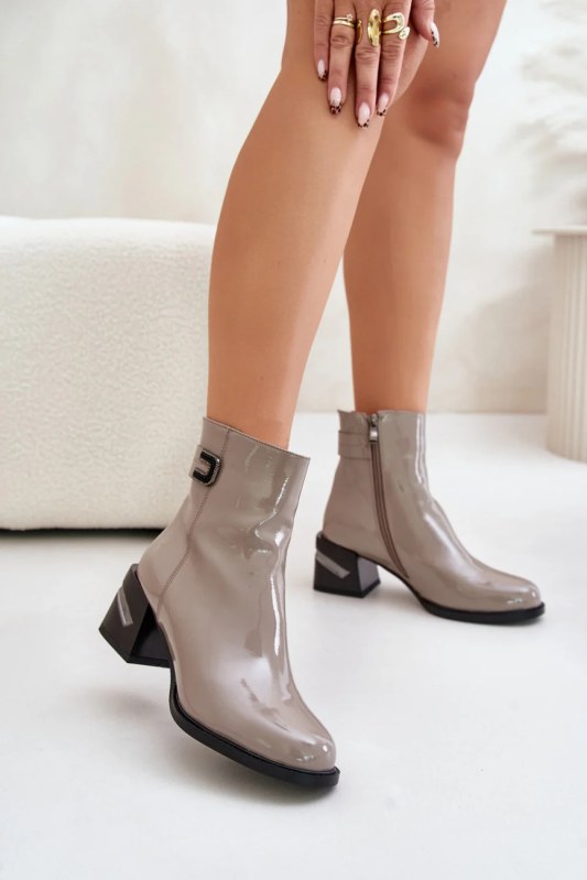 Boty na podpatku model 21722978 šedé Step in style - SWEET SHOES