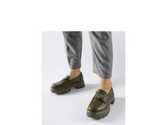 Dámské mokasíny model 21865033 Khaki tmavě zelená Solea - Inello