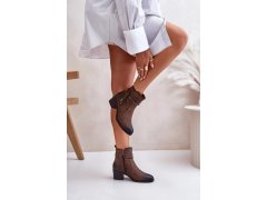 Dámské kotníkové boty na podpatku model Hnědá model 20739877 - JEZZI 1