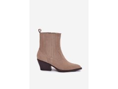 Dámské kotníkové boty na podpatku Béžová Shoes model 21874682 - IDEAL SHOES 2