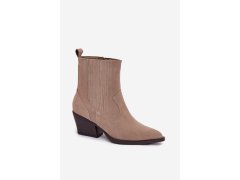 Dámské kotníkové boty na podpatku Béžová Shoes model 21874682 - IDEAL SHOES 4