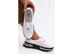Dámské polobotky z pravé kůže model 22159039 bílé - S.Barski 1