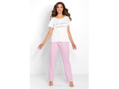 Dámské pyžamo model 19409221 Bílá s růžovou - Momenti Per Me