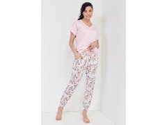 Dámské pyžamo model 18446780 růžové dlouhé - Cana