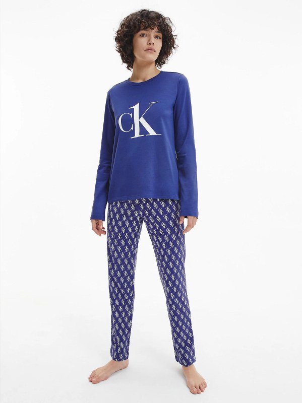 Pyžamový set - QS6773E - X00 - Tmavě modrá s bílým logem - Calvin Klein - pyžama