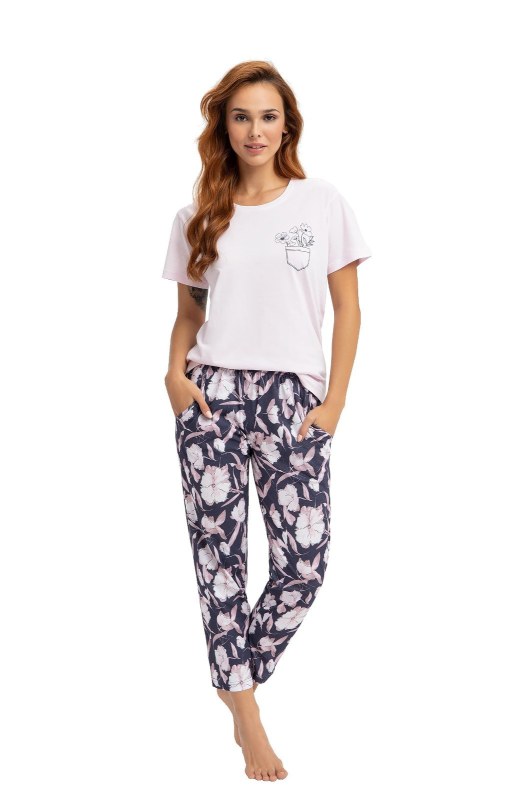 Dámské pyžamo model 18637683 Světle růžová s tmavě modrou - Luna - Dámské pyžama