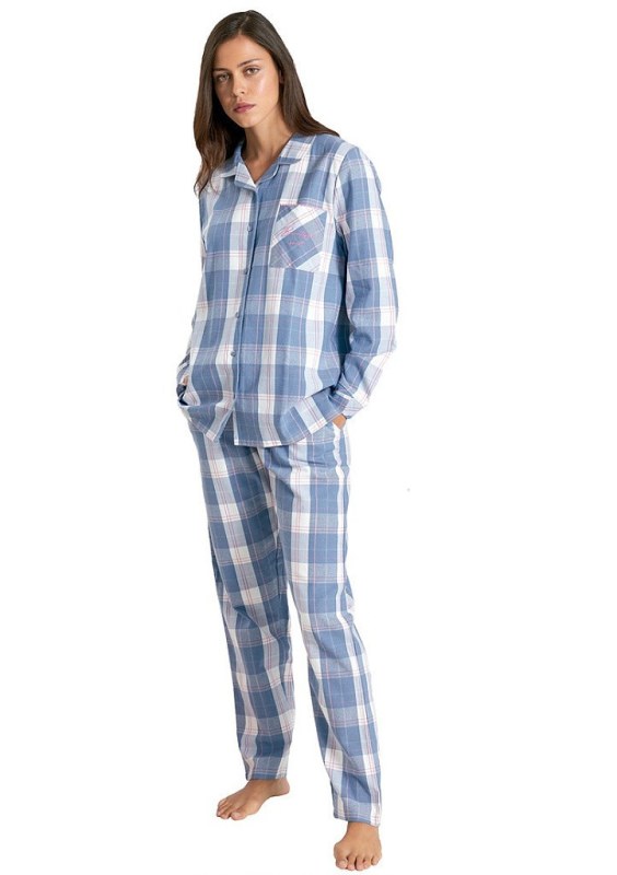 Dámské pyžamo 250500 Modrá s bílou - Muydemi - Dámské pyžama