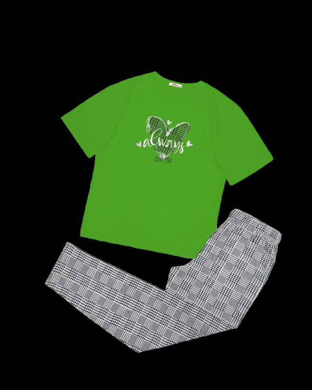 Dámské pyžamo 160/091 zelená s potiskem - Karol - Dámské pyžama
