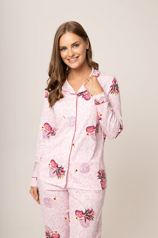 Dámské pyžamo 175/062 růžová vzor - Karol - Dámské pyžama