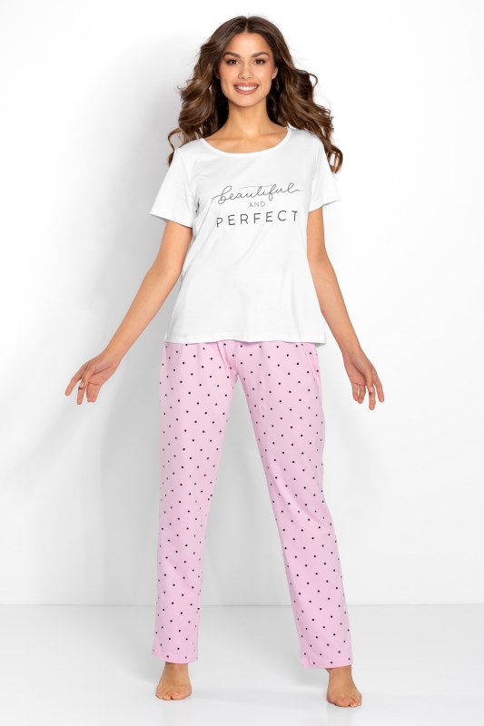 Dámské pyžamo model 19409221 Bílá s růžovou - Momenti Per Me - Dámské pyžama