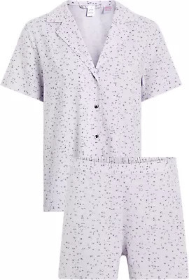 Dámské pyžamo WOVEN SHORT SET 000QS6967E LNU sv. fialové - Calvin Klein - Dámské pyžama