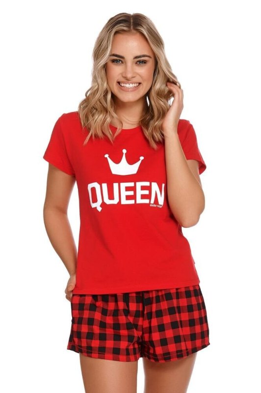 Krátké dámské pyžamo Queen červené - Dámské pyžama