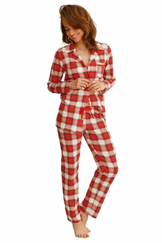 Dámské pyžamo Celine červené s káro vzorem - Dámské pyžama