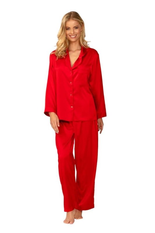 Dámské saténové pyžamo Amina červené - Dámské pyžama