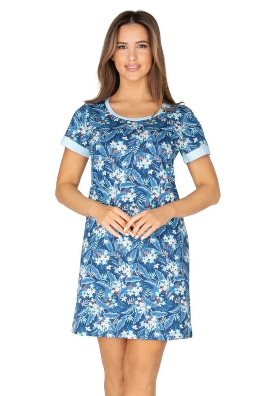 Dámská košilka model 17261117 modrá s květy - Regina - Doplňky čepice, rukavice a šály