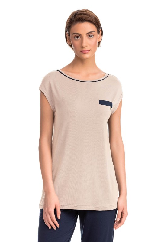 Vamp - Krátká dámská noční košile BEIGE M - Vamp model 16257624