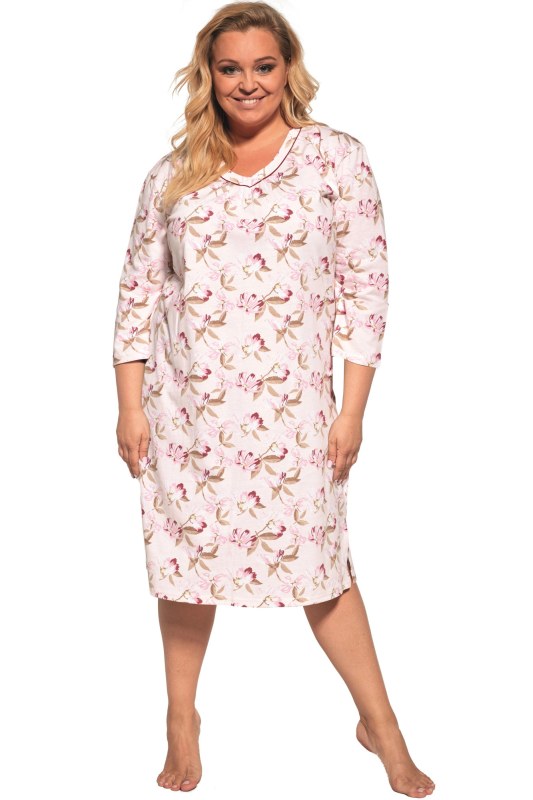 Dámská noční košile 483/361 Adele 2 Světle růžová s květy - CORNETTE - Dámské pyžama