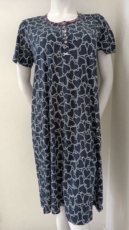 Dámská noční košile 00-10-5500 Tmavě modrá s bílou vzor - Vamp - Dámské pyžama