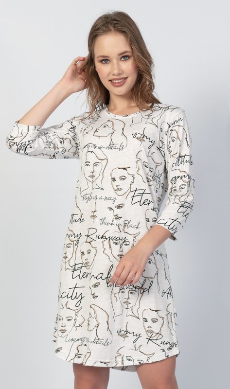 Dámská noční košile s model 16283593 rukávem Charm - Vienetta - Dámské pyžama
