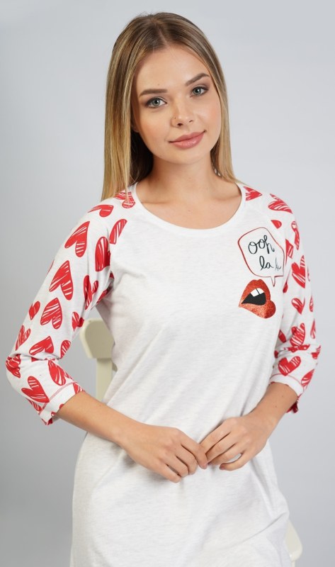 Dámská noční košile s rukávem la la model 17081739 - Vienetta - Dámské pyžama