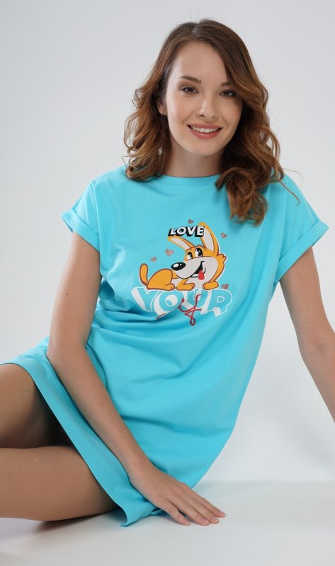 Dámská noční košile s krátkým rukávem Love model 17360693 - Vienetta - pyžama