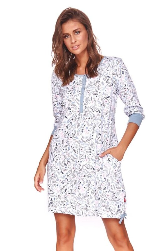 Dámská noční košile model 16166506 bílá s květinami - DN Nightwear - Dámské pyžama