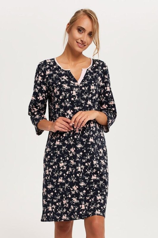 Dámská noční košile model 17806880 černá s květy - Italian Fashion - Dámské pyžama