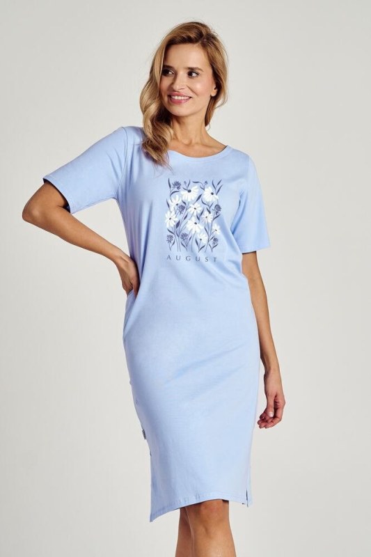 Noční košile Viviana modrá s kytičkou - Dámské pyžama
