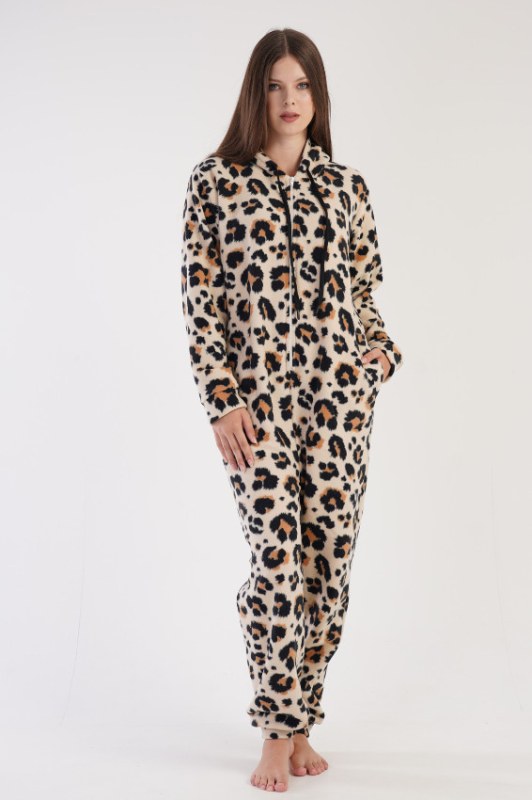 Noční overal s leopardím vzorem model 19357002 - Vienetta Secret - Dámské pyžama