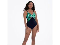 Dámské jednodílné plavky černé se zeleným vzorem model 20194610 - Anita