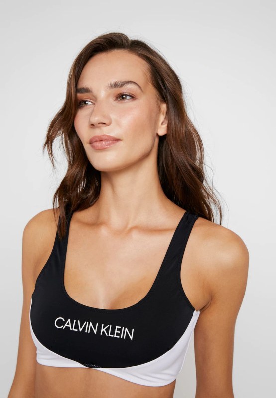 Vrchní díl plavek KW0KW00839-BEH černobílá - Calvin Klein - Dámské plavky