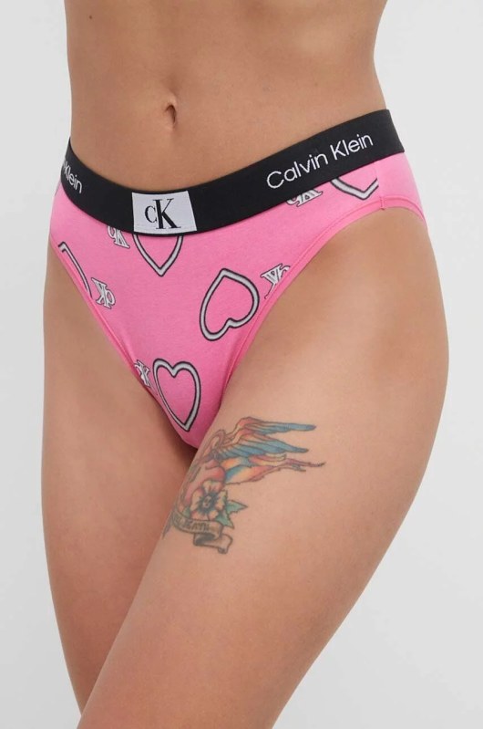 Dámské kalhotky růžové se srdíčky model 19405198 - Calvin Klein - kalhoty