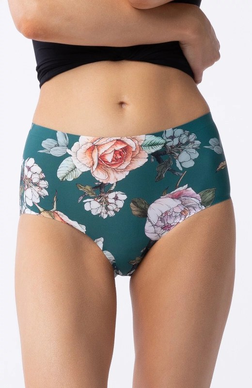 Dámské kalhotky Tea Rose Simple Brasil Maxi zelené se vzorem - Julimex - Dámské kalhoty