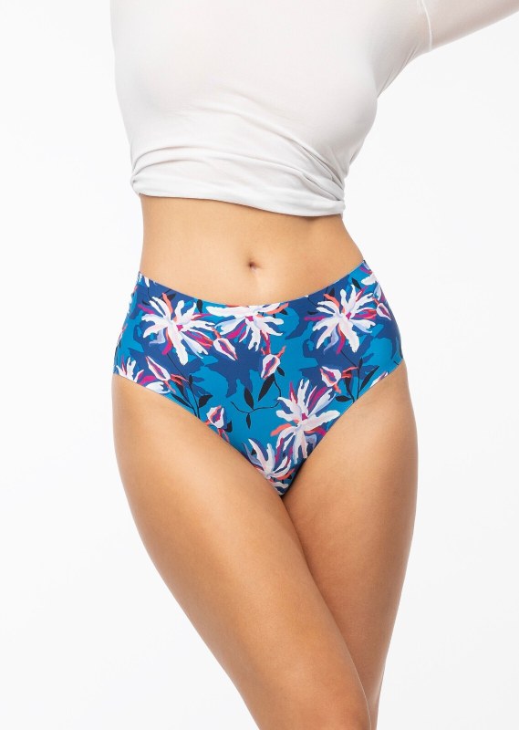 Dámské kalhotky model 22111756 Simple Brasil Maxi modré s květy - Julimex