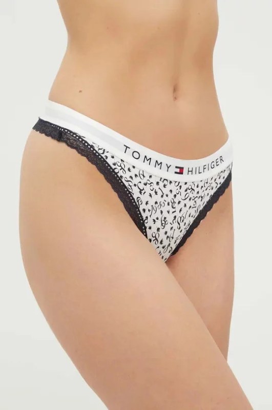 Dámská tanga bílé s&nbsp;potiskem model 18901090 - Tommy Hilfiger - Dámské plavky