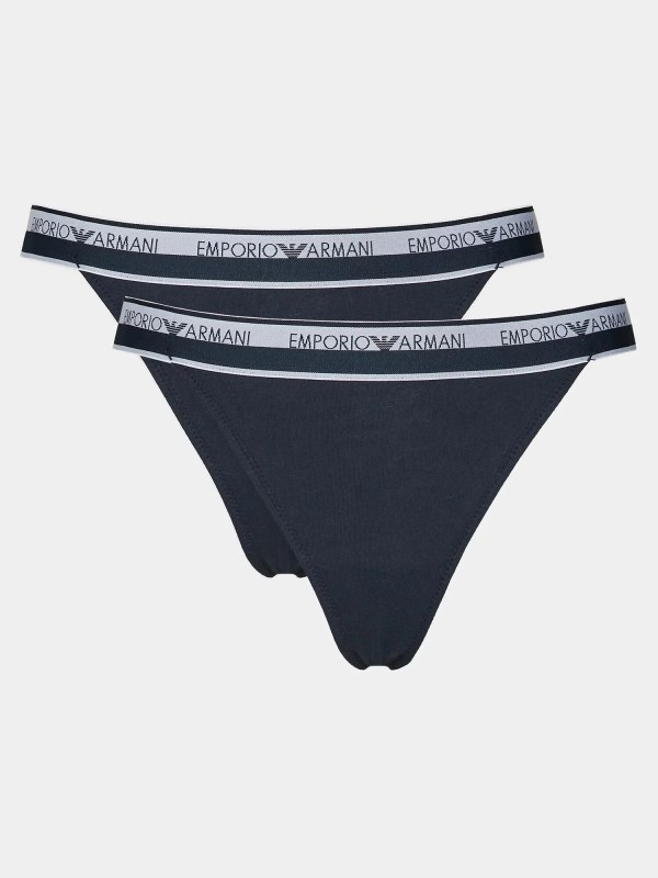 Dámská tanga 2Pack tm. modrá model 19916501 - Emporio Armani - plavky