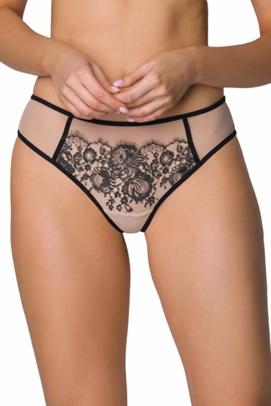 Dámské tanga Frances model 21817740 Béžová s&nbsp;černou - Mat - Dámské plavky