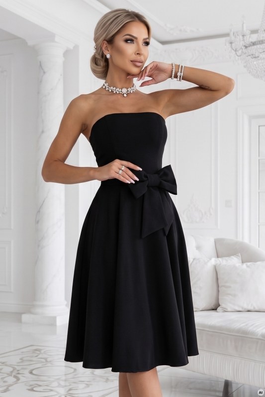 sukienka midi bez z czarna model 22550994 - numoco