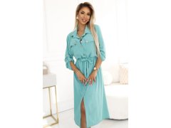 model 22284625 Midi košilka se zlatými knoflíky a vázáním MINT - numoco basic