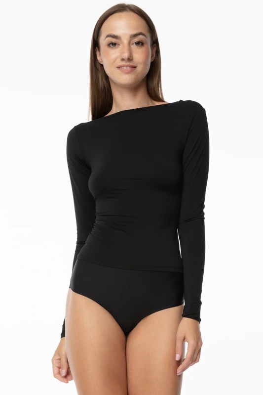 Dámské bezešvá košilka s dlouhým rukávem Simple Longsleeve Černá - Julimex - spodní prádlo kalhotky