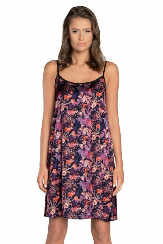 Saténová košilka negližé model 16167033 fialová květiny - Italian Fashion - Doplňky čepice, rukavice a šály